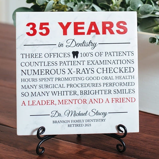 Dentist Definition Work Anniversary Thank You Appreciation Plaque