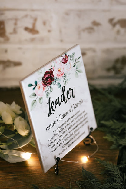 Leader Definition Floral Appreciation Tile Sign