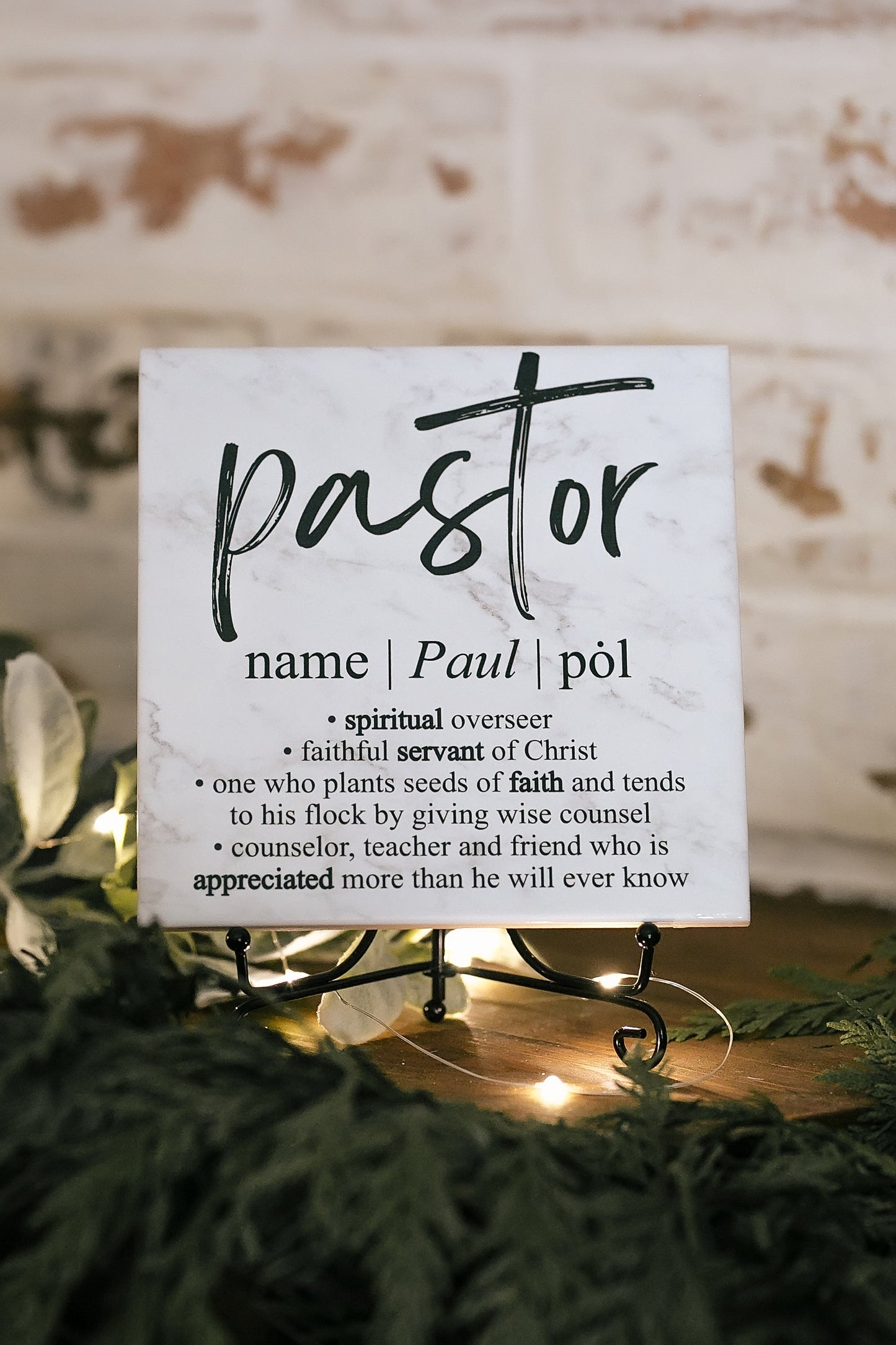 Pastor Dictionary Definition Quote Art Tile Plaque