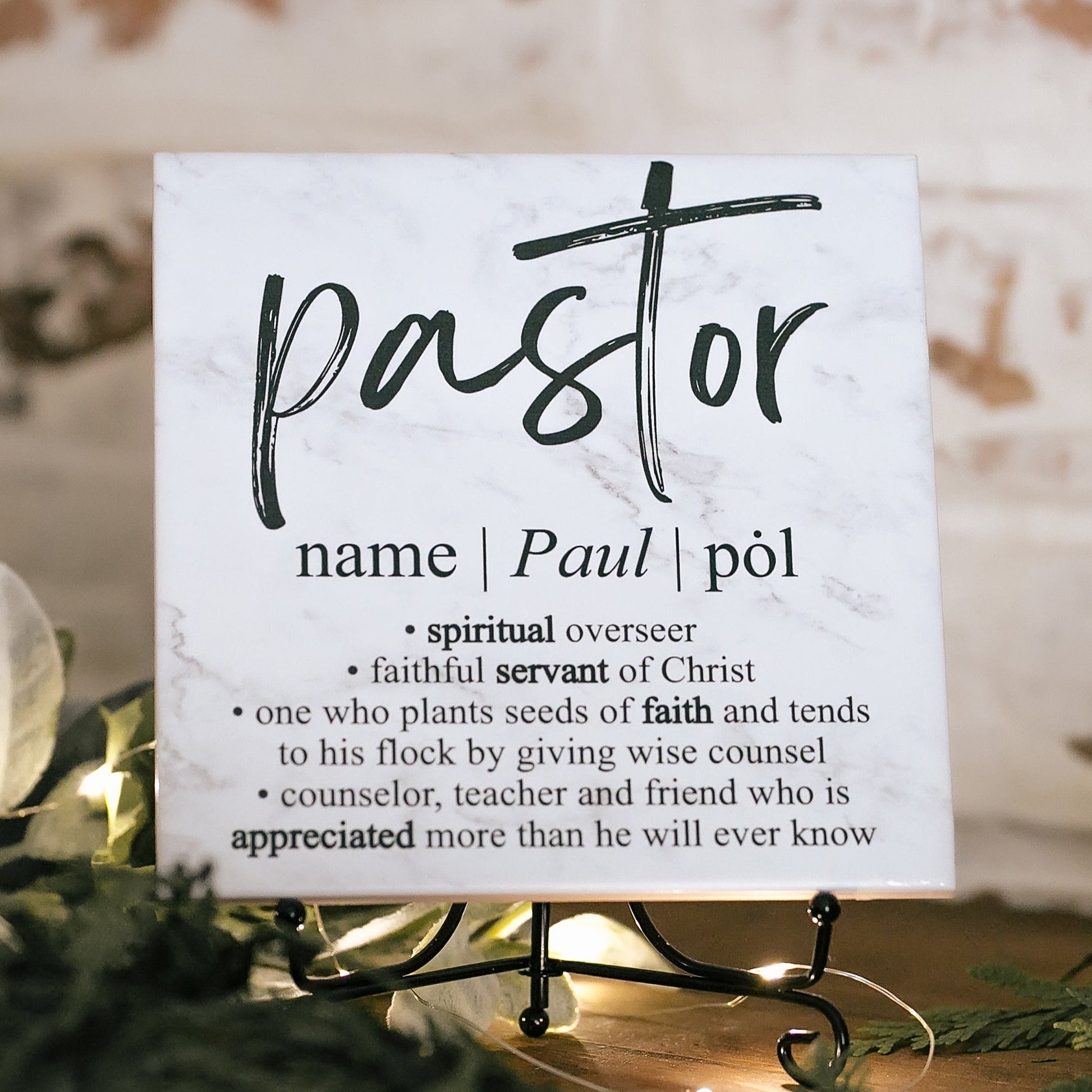 Pastor Dictionary Definition Quote Art Tile Plaque