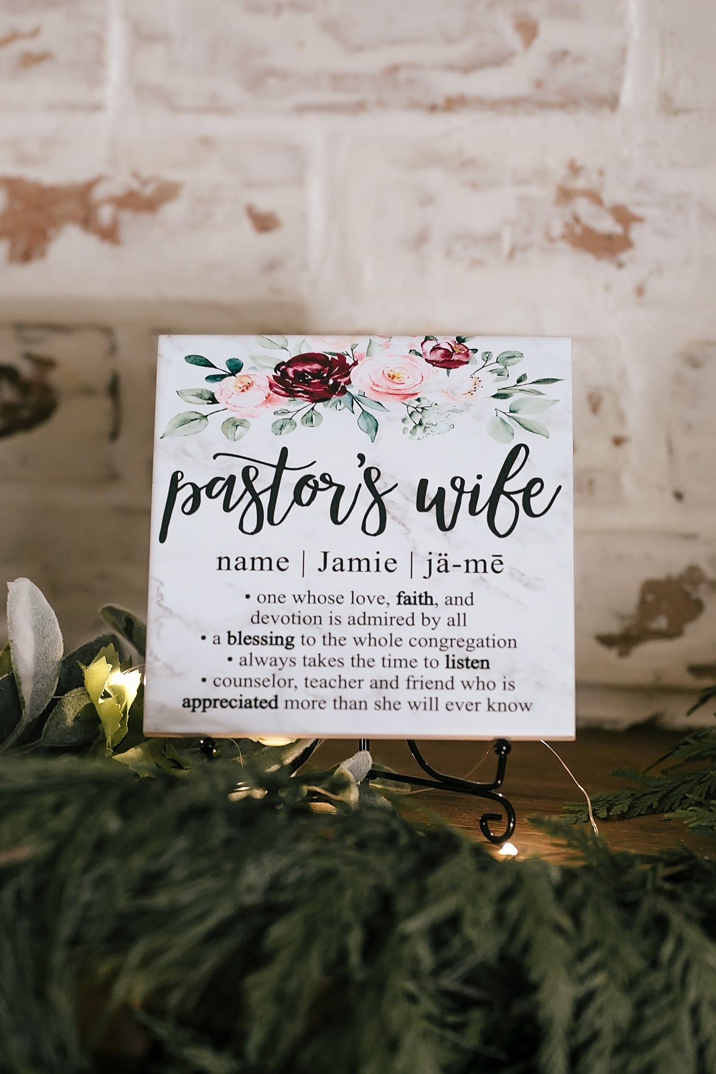 Pastor's Wife Dictionary Definition Quote Art Tile Plaque