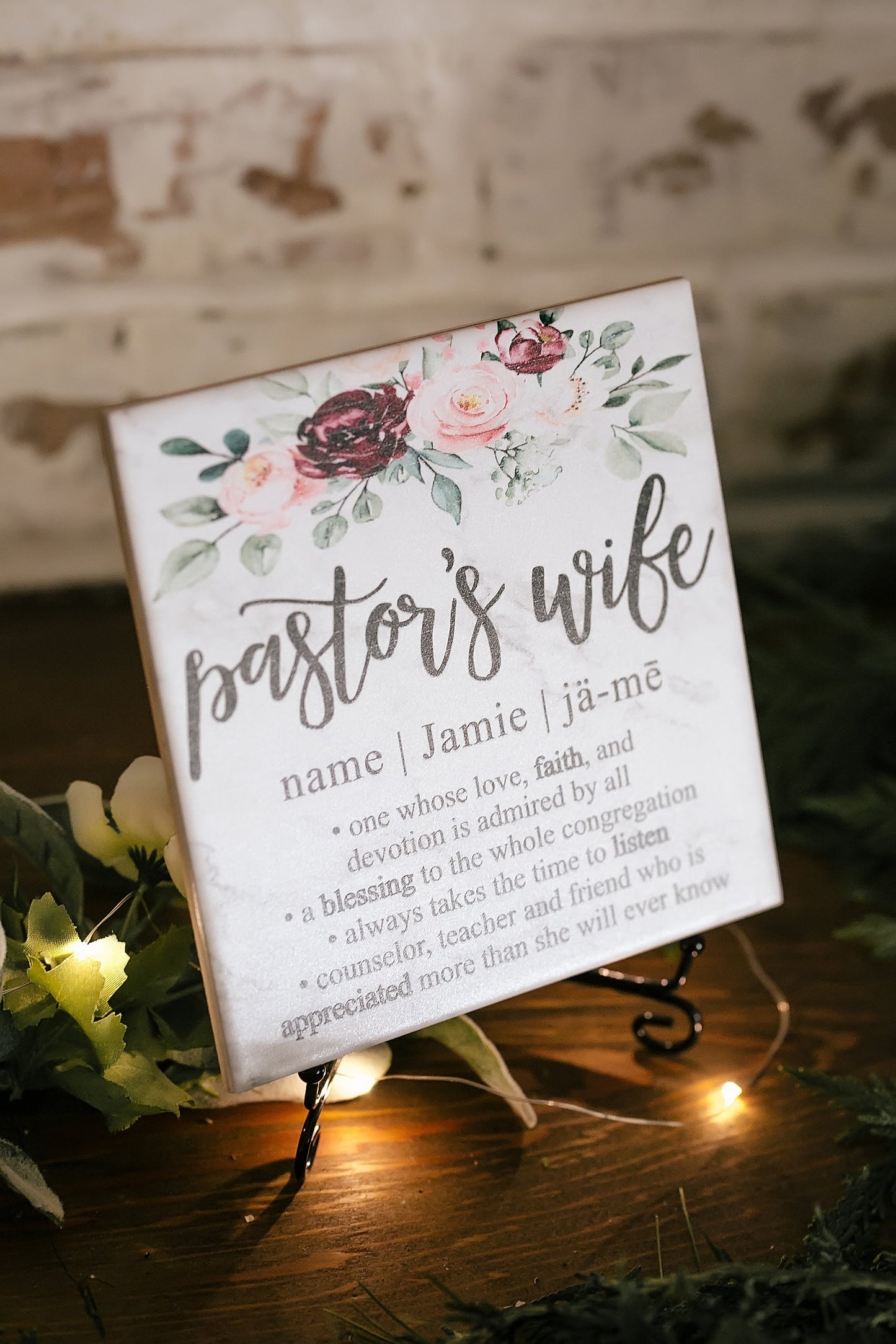 Pastor's Wife Dictionary Definition Quote Art Tile Plaque