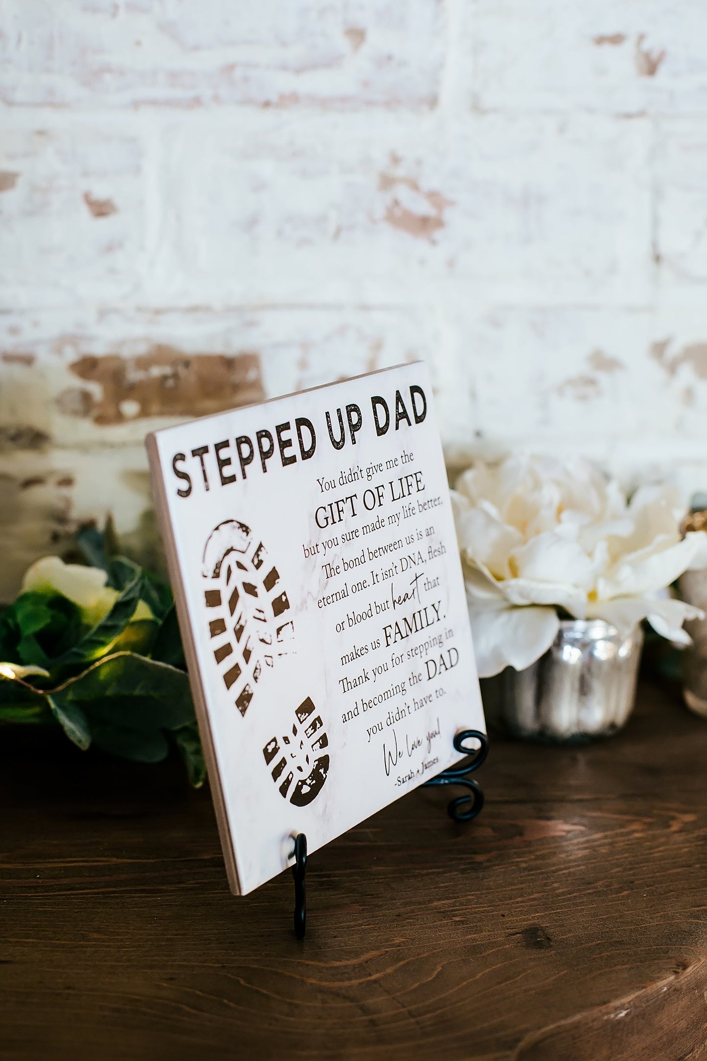 Stepped up Dad Stepdad Poem Tile Plaque