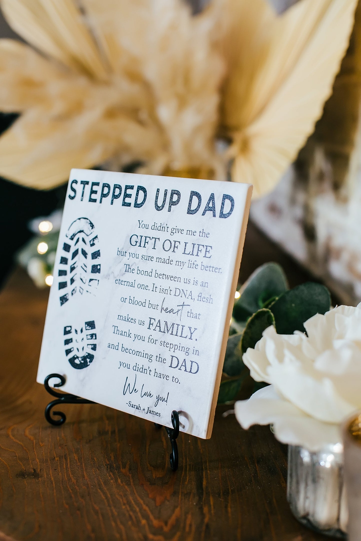 Stepped up Dad Stepdad Poem Tile Plaque