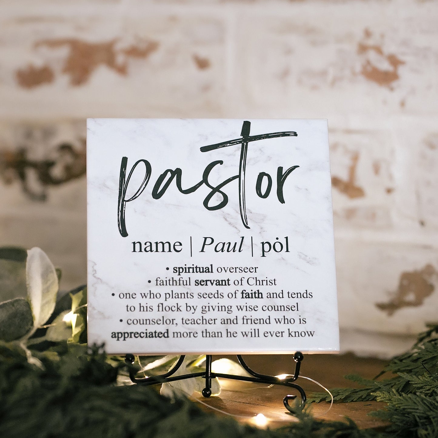 Pastor Definition Print Appreciation Day Plaque Gift + Stand Christian Youth Minister Idea Preacher Recognition Award From Congregation