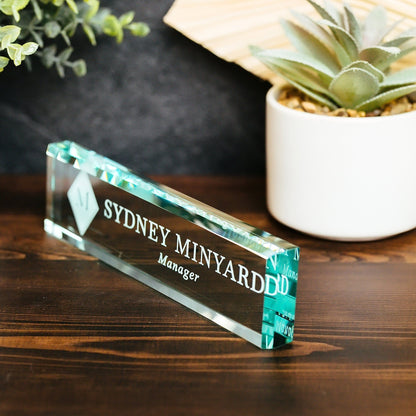 Diamond Initial Glass Name Plate GNP-SM1