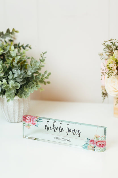 Pastel Floral Glass Name Plate GNP-NJ1