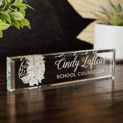 Personalized School Counselor Glass Office Desk Name Plate, Best Counselor Nameplate, Staff Appreciation Gift, TA Day Gift From Principal