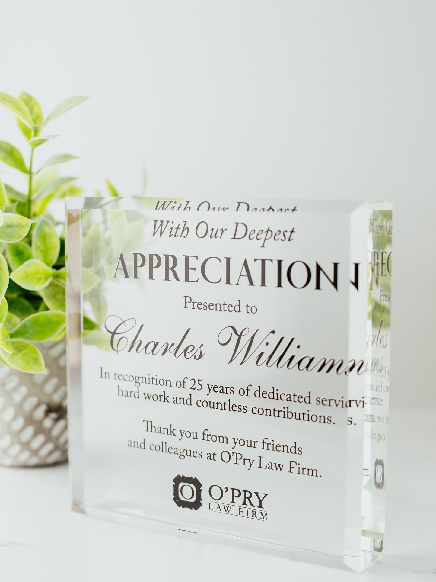 Custom Appreciation Award Crystal Glass Plaque, for Employee Recognition, Staff And Top Performers, Best CEO Trophy, Retirement Gift Plaque