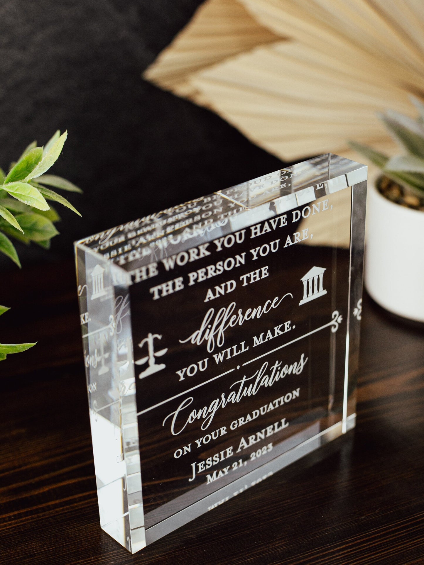 Congrats Lawyer Award Crystal Glass Plaque, for Employee Recognition, Law Firm Staff, Graduation Trophy, Law School Grad Gift Plaque