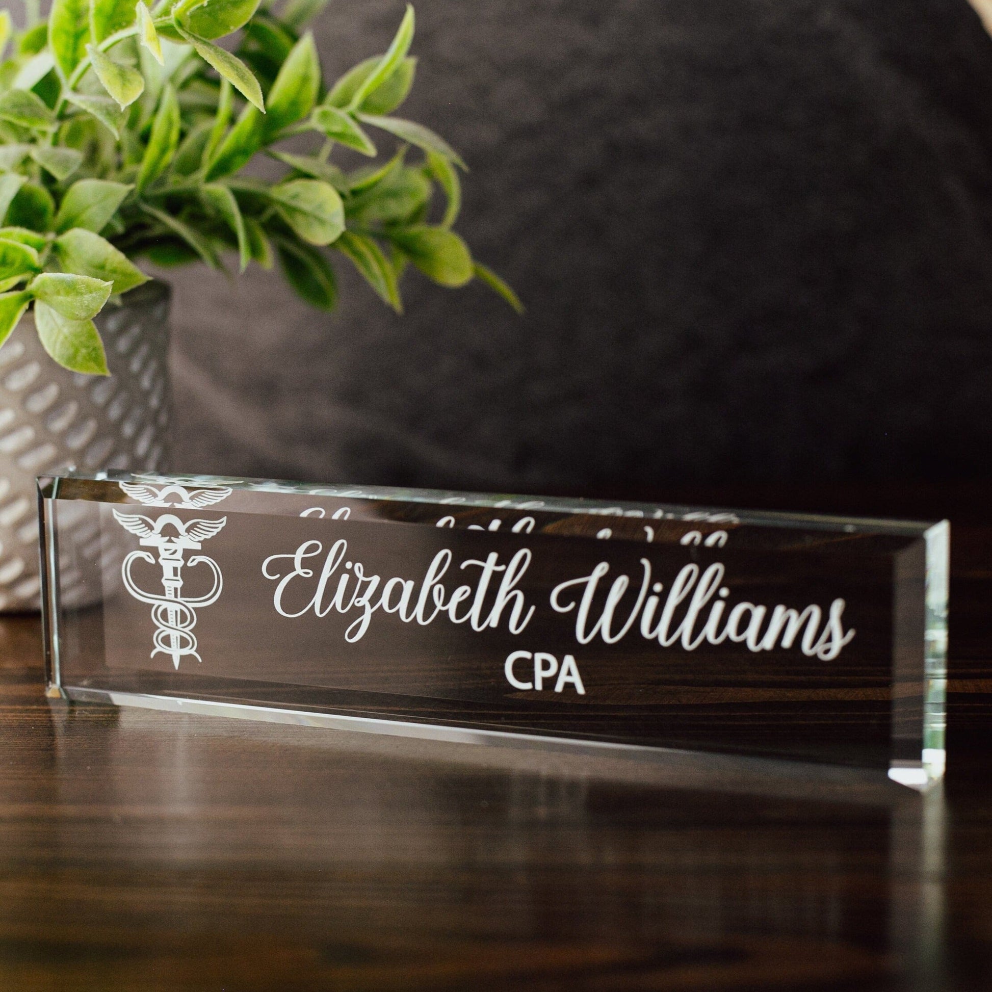 Certified Public Accountant Glass Office Desk Name Plate, Clear CPA Accounting Nameplate, Accounting Appreciation Gift, Graduate School Grad