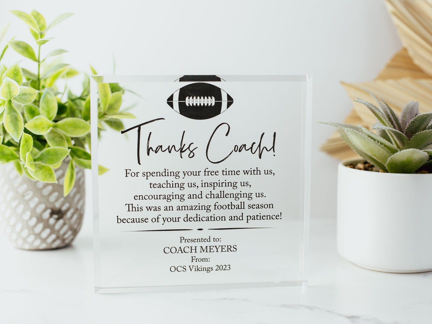 Coach Appreciation Award Crystal Glass Plaque, for Employee Recognition, School Staff, Sports Manager Trophy, Retirement Gift Plaque