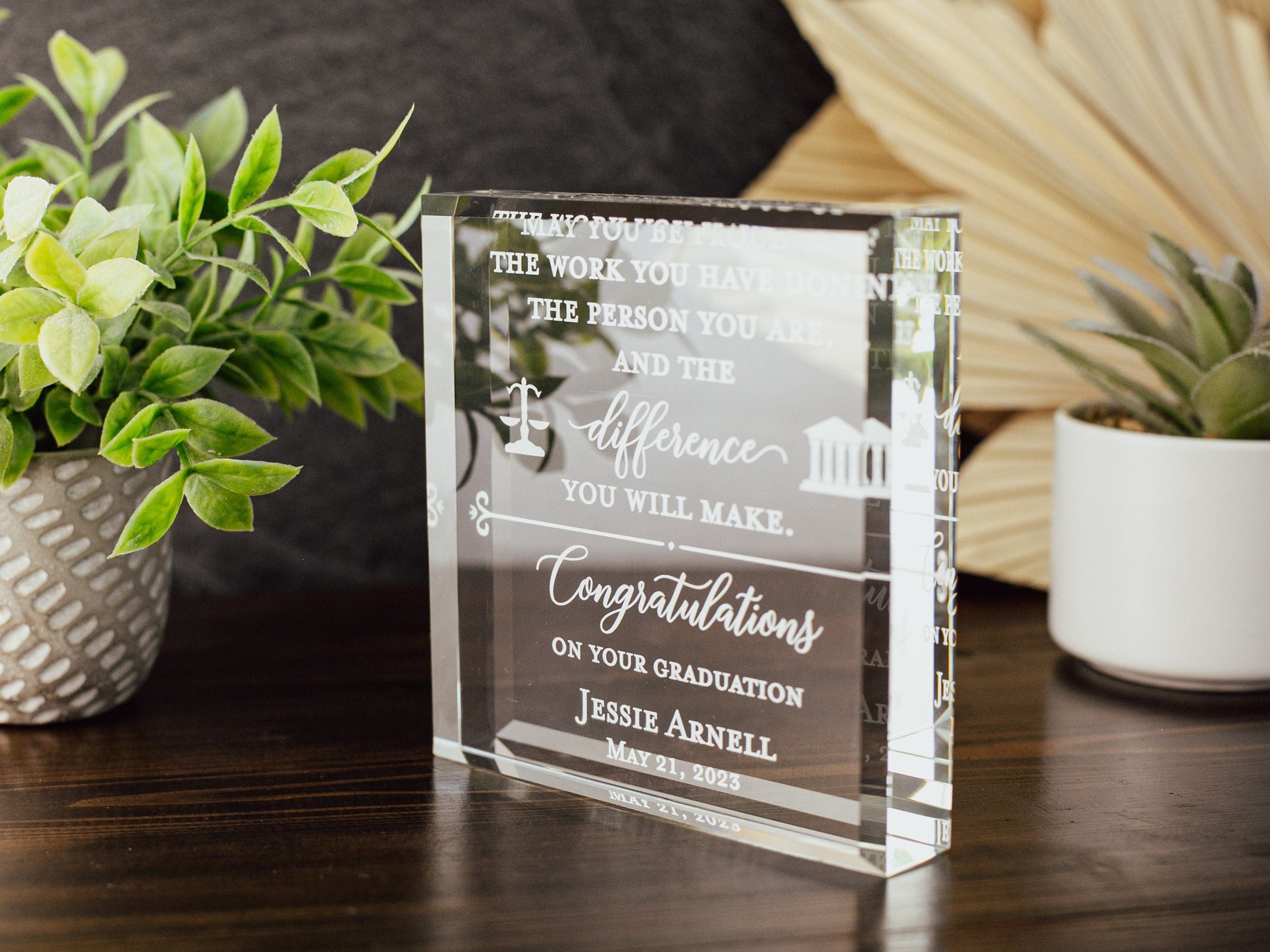 Congrats Lawyer Award Crystal Glass Plaque, for Employee Recognition, Law Firm Staff, Graduation Trophy, Law School Grad Gift Plaque