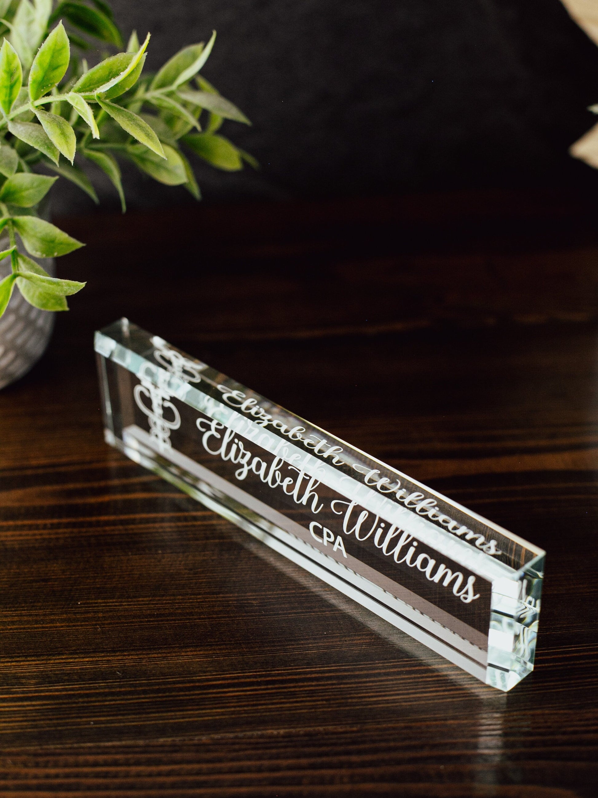 Certified Public Accountant Glass Office Desk Name Plate, Clear CPA Accounting Nameplate, Accounting Appreciation Gift, Graduate School Grad