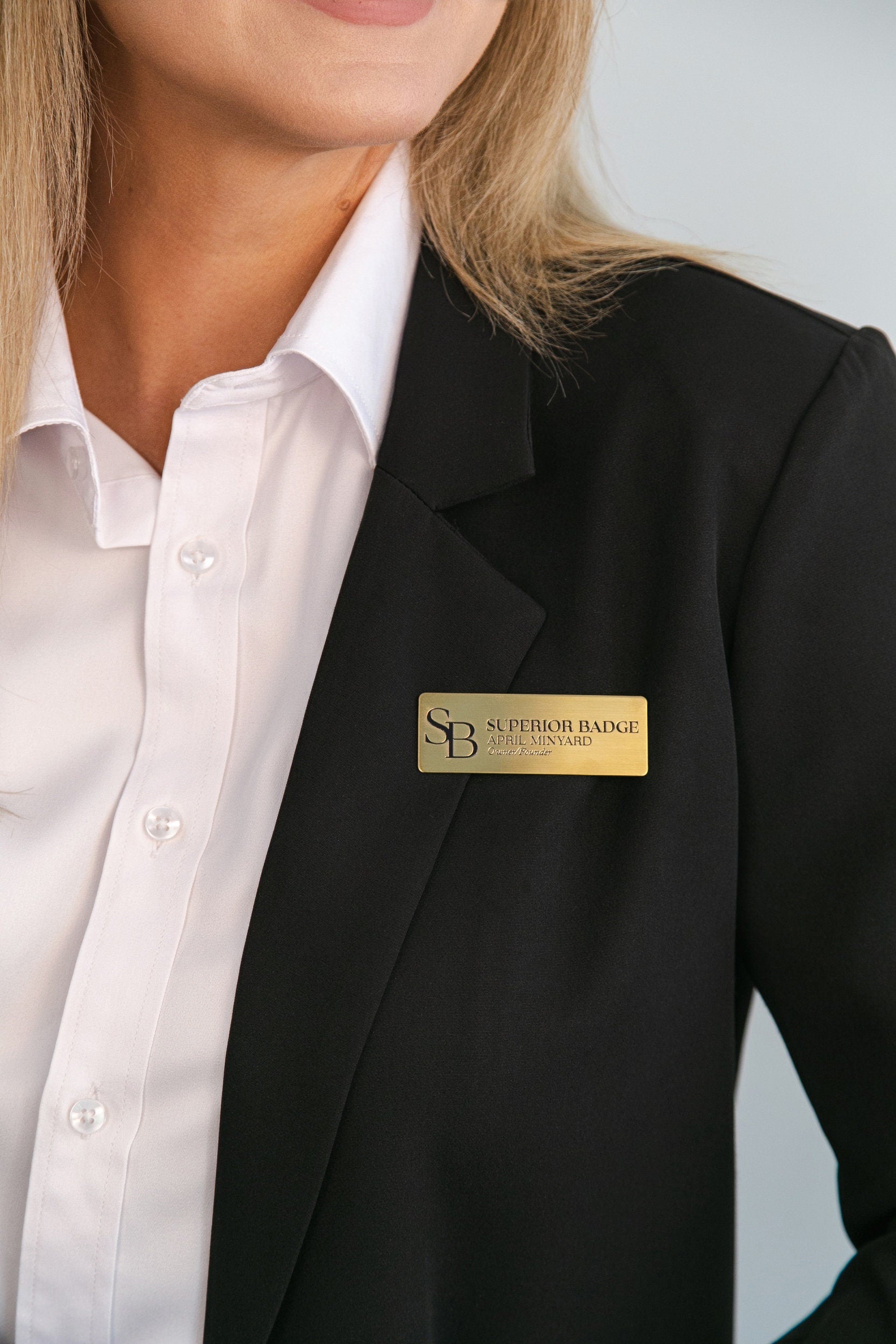 SMALL ORDER  1&quot;x3&quot; Metal Name Badge, Personalized Business Tag with Logo, Magnetic Customized for Office Employee, Silver, Gold or Titanium