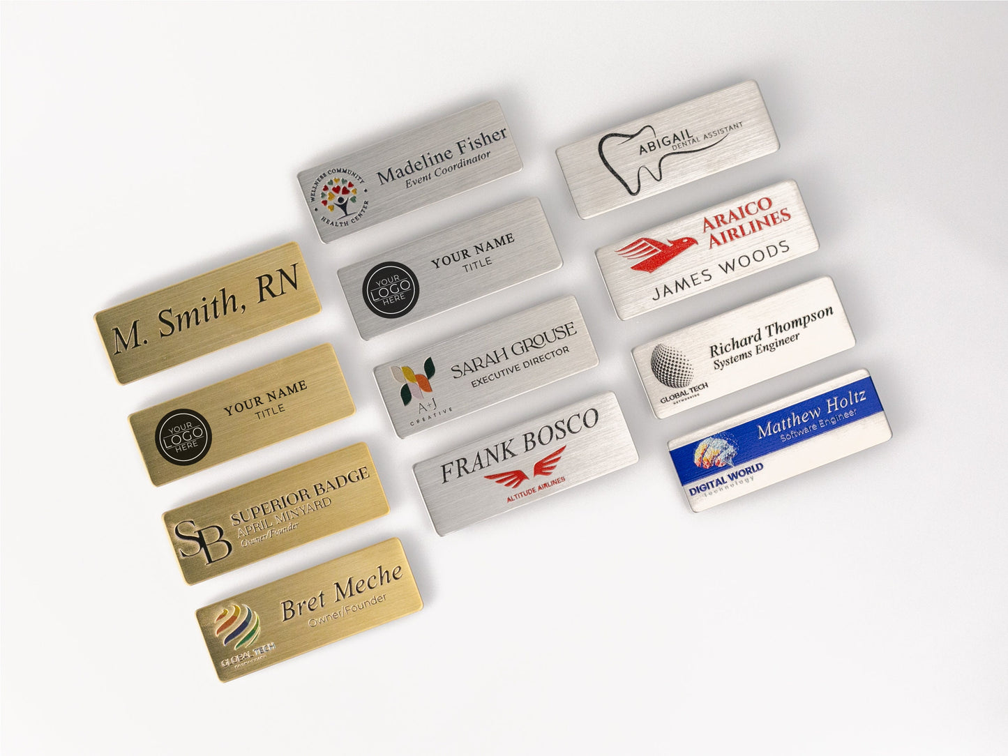 SMALL ORDER  1&quot;x3&quot; Metal Name Badge, Personalized Business Tag with Logo, Magnetic Customized for Office Employee, Silver, Gold or Titanium