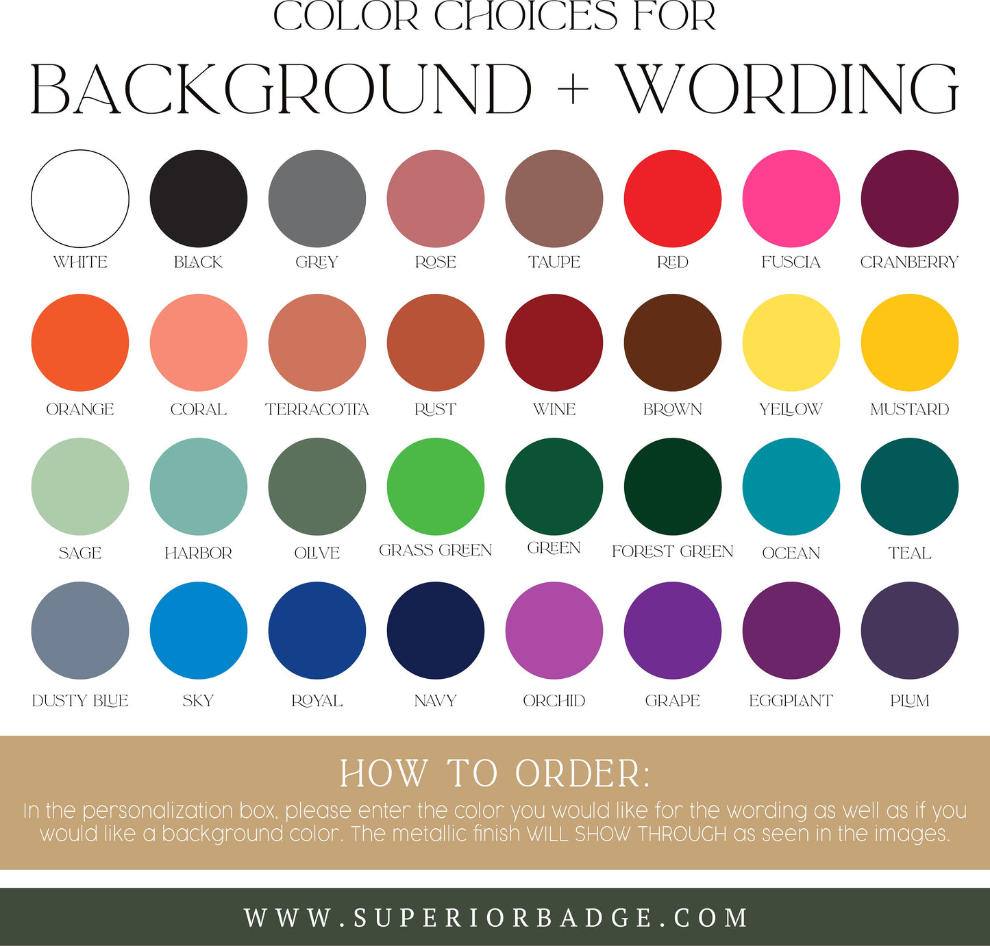 the color guide for background and wording