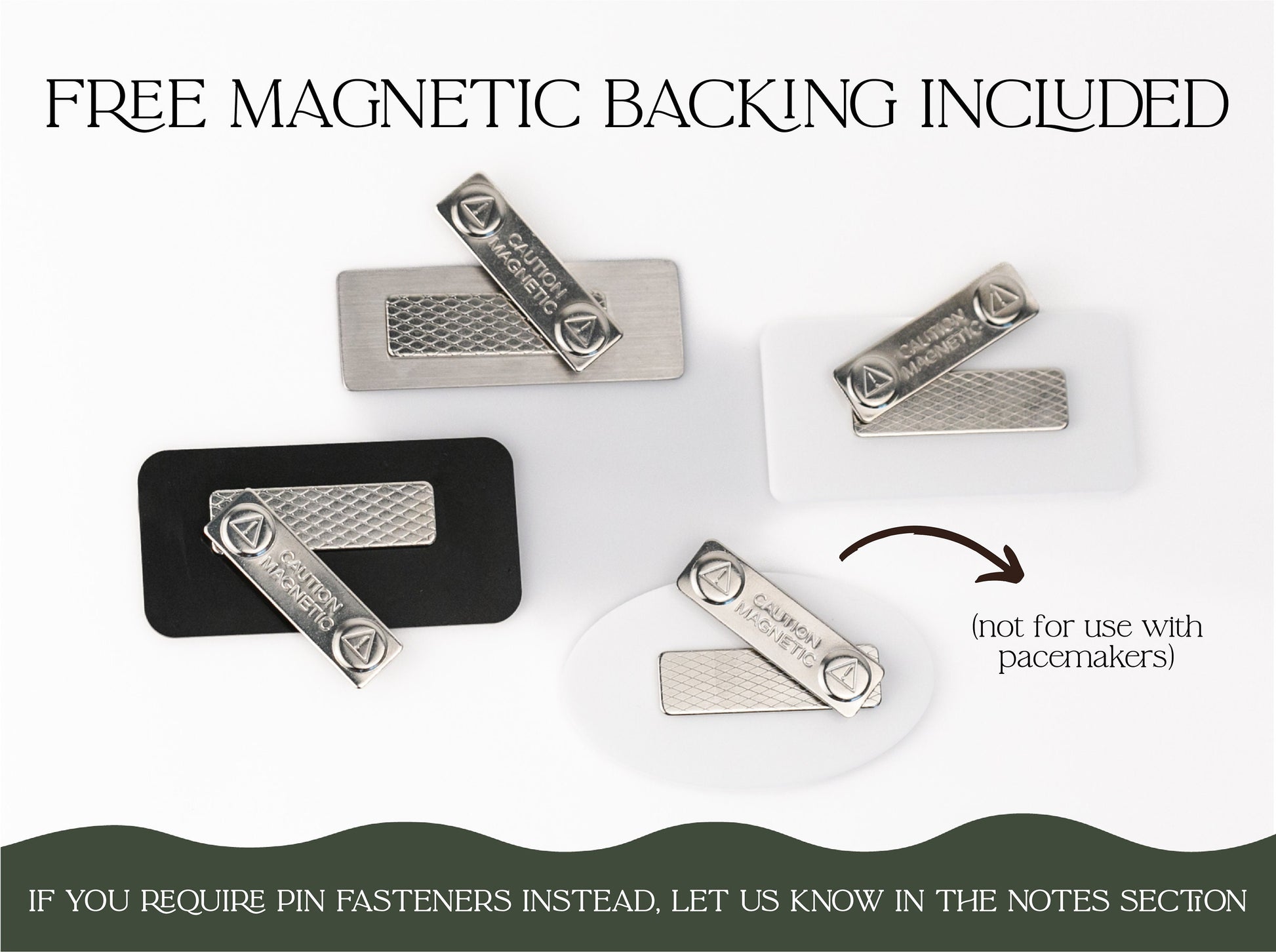 a set of four magnetic backings with instructions on how to use them