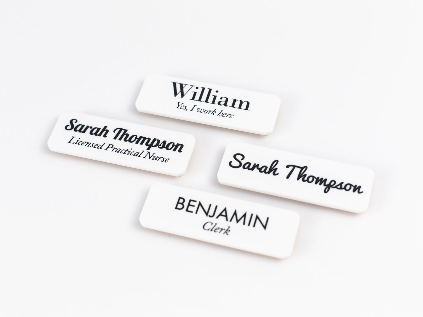 FULL COLOR Acrylic Name Badge w/ Symbol, Personalized Acrylic Business Tag w/ Industry Logo, Magnetic Backing Customized for Office Employee