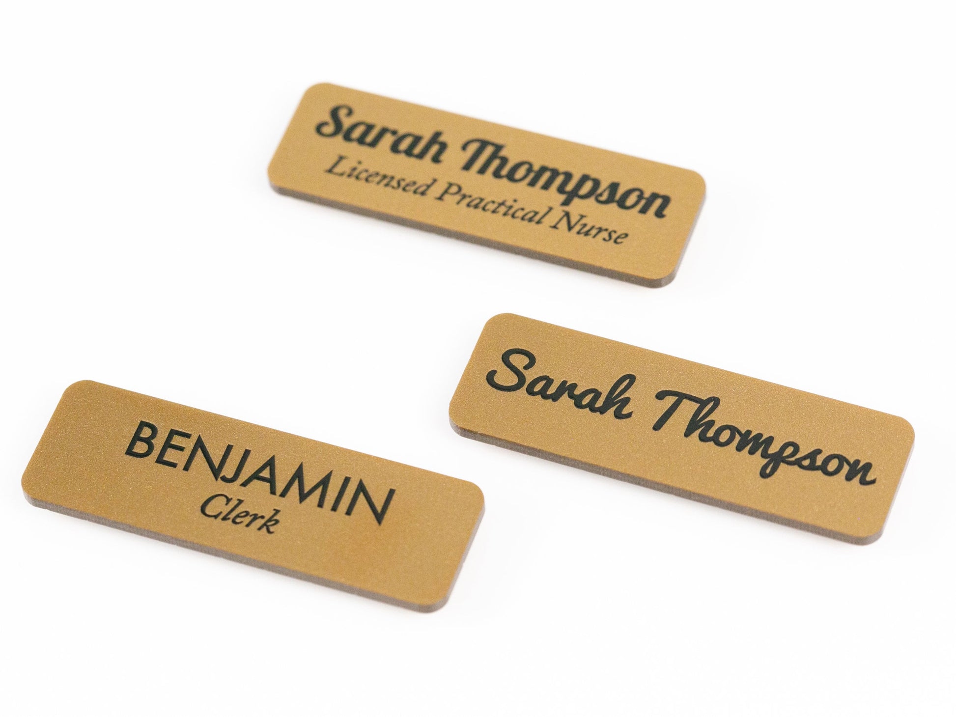 FULL COLOR Gold Acrylic Name Badge + Symbol, Personalized Acrylic Business Tag With Icon, Magnetic Backing Customized for Office Employee