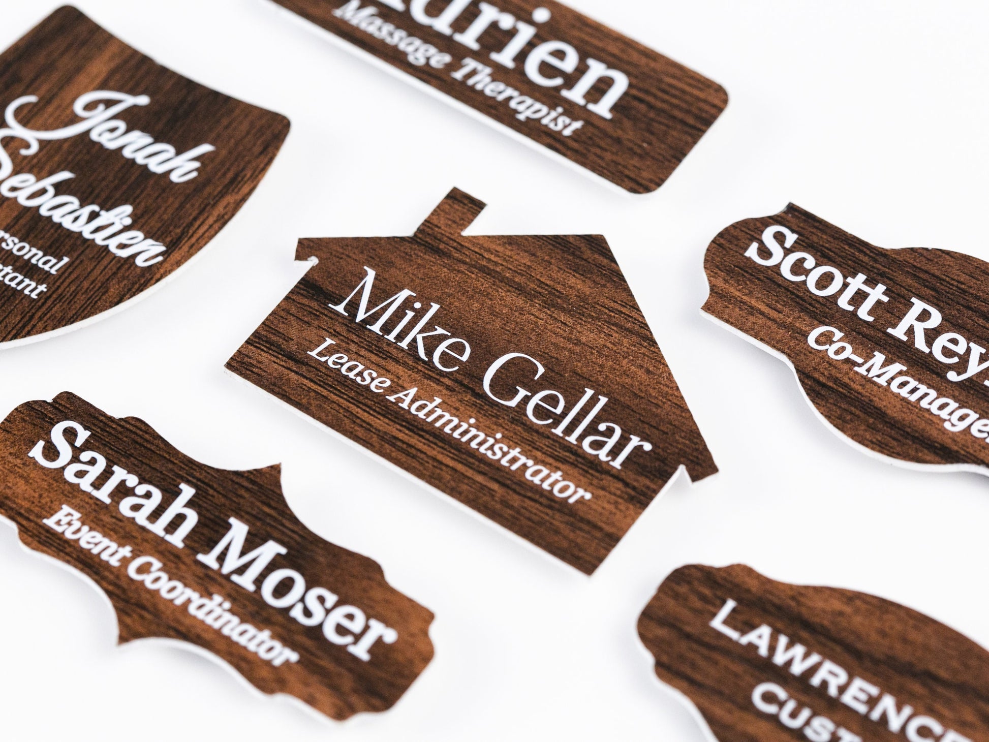 Choose Your SYMBOL Walnut Acrylic Name Badge + Symbol, Personalized Business Tag + Icon, Magnetic Backing Customized for Office Employee