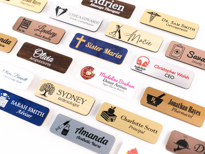 Choose Your SYMBOL Acrylic Name Badge + Symbol, Personalized Business Tag + Icon, Magnetic Backing Customized for Office Employee