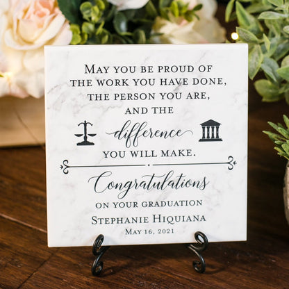 Law School Graduation Tile Sign Plaque With Stand