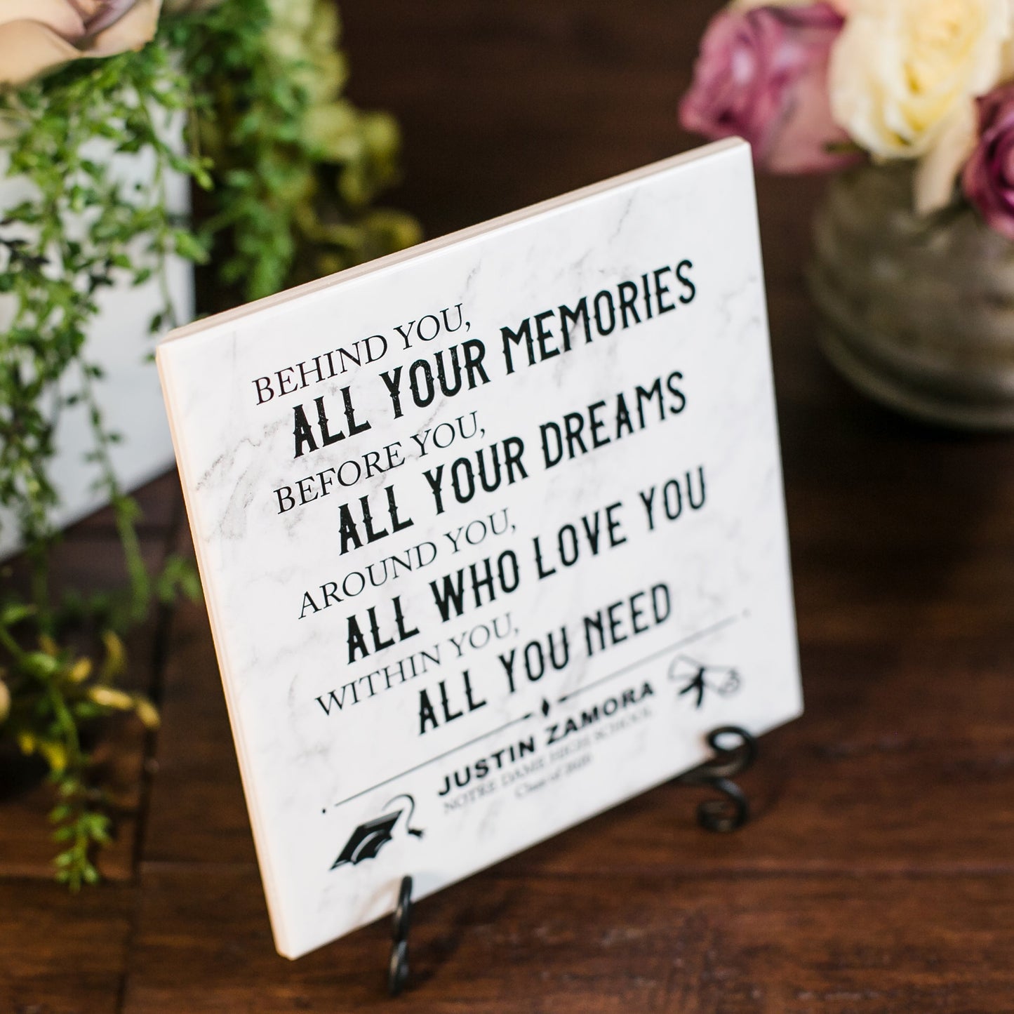 Congratulations On Your Graduation BLOCK Font Personalized Tile Plaque