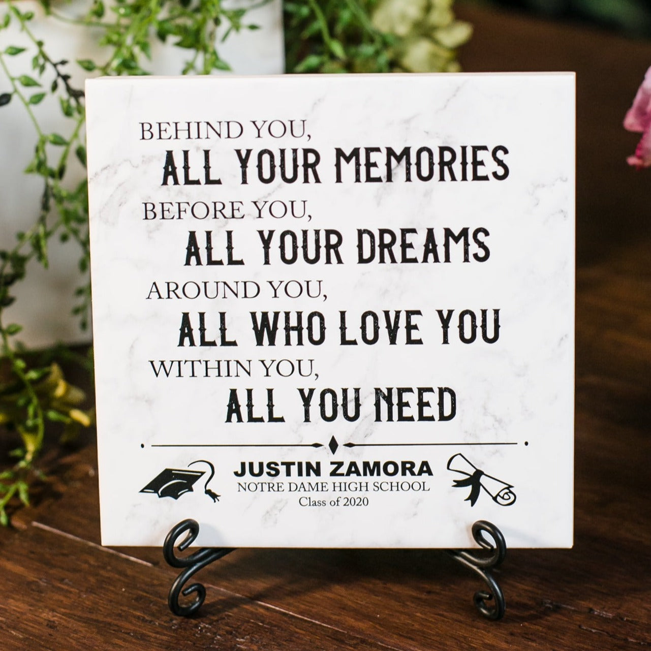 Congratulations On Your Graduation BLOCK Font Personalized Tile Plaque