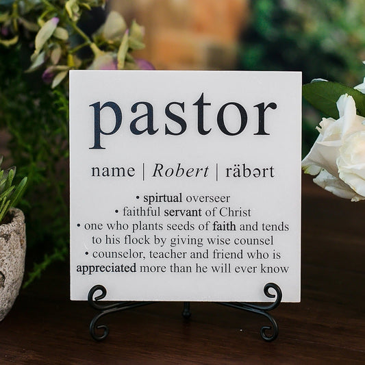 Pastor Dictionary Definition Quote Art Tile Plaque