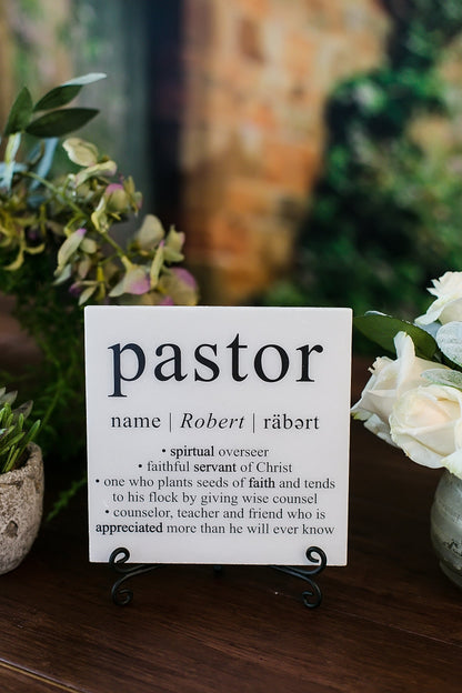 Pastor Dictionary Definition Quote Art Tile Plaque