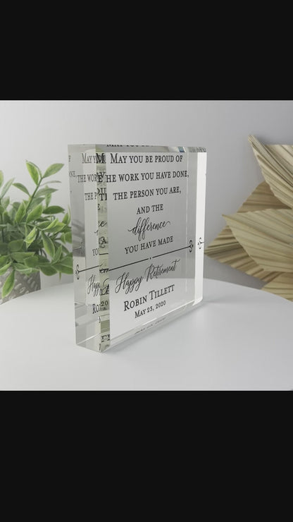 Happy Retirement Crystal Glass Plaque CSTL-HR1