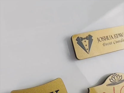 Custom Shapes Gold Metallic Acrylic Name Badges