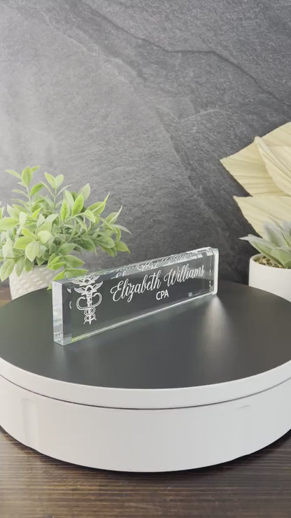 CPA Glass Name Plate With Optional Icon GNP-CUST12