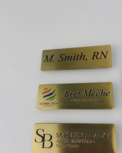 Gold, Silver or Titanium 1" x 2.75" Full Color Metal Name Badge