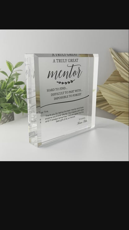 Truly Great Mentor Crystal Glass Plaque CSTL-TGM