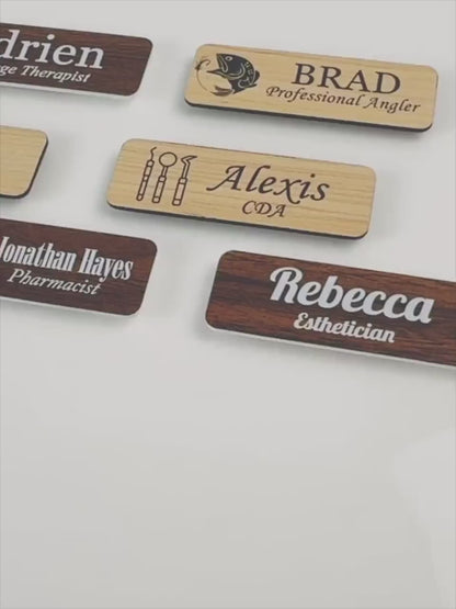 Stock Sizes Birch or Walnut Acrylic Name Badges