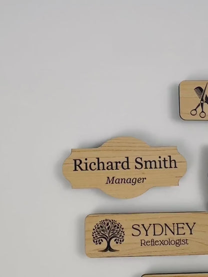 Custom Shapes Birch Acrylic Name Badges