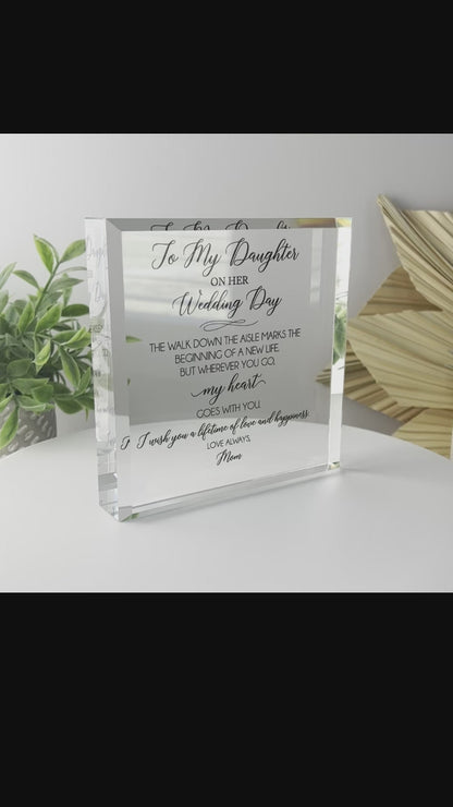 Wedding Day Crystal Glass Plaque CSTL-DWD