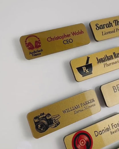 Stock Sizes Gold Metallic Acrylic Name Badges