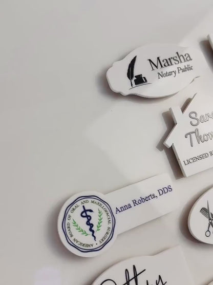 Custom Shapes White Acrylic Name Badges