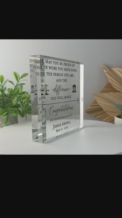 Lawyer Congrats Crystal Glass Plaque CSTL-LG1